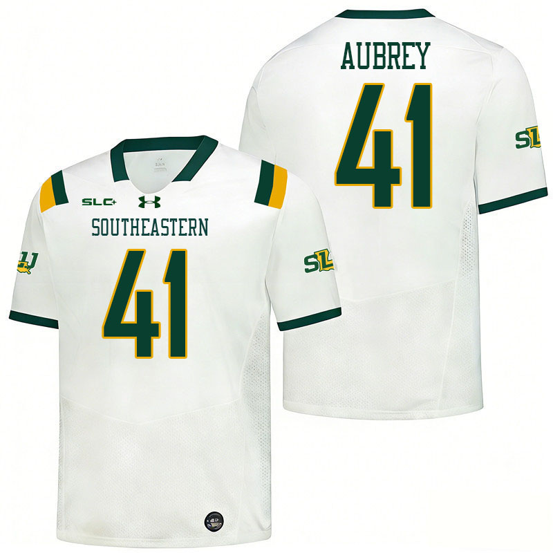Southeastern Louisiana Lions #41 Evan Aubrey College Football Jerseys,Uniforms Stitched-White